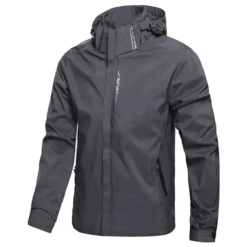 Mens Outdoor Waterproof Windproof Hooded Jacket Lightweight Cycling and Hiking Rain Coat Durable Work Wear Climbing Outerwear