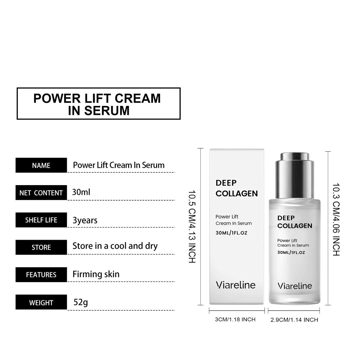 Viareline Lift Serum Cream Anti Wrinkles Fades Fine Lines Improve Sagging Brighten Skin Elasticity Boost Moisturizing Face Serum