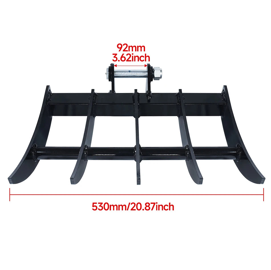 Mini Excavator Rake Small Digger Rake Attachments Removes Debris Loose Soil Surface Rake Accessory For 0.8-2ton Excavator