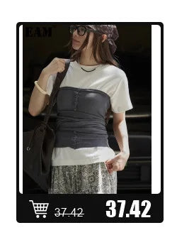 [EAM] Women Coffee Color-block Big Size Long Sweater Dress New Turtleneck Long Sleeve Fashion Tide Spring Autumn 2026 1DJ2393
