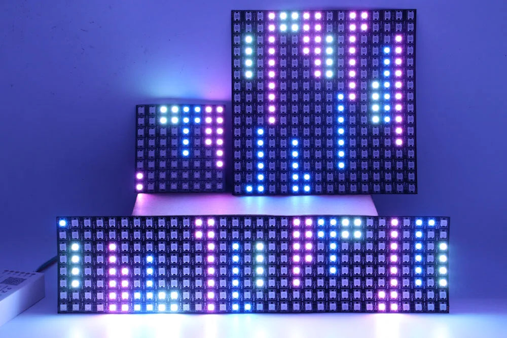 4x12 8x8 16x16 8x32 WS2812 RGBIC Led Digital Matrix Panel Lights WS2812 Flexible Addressable Spliceable Pixel Module Screen DC5V