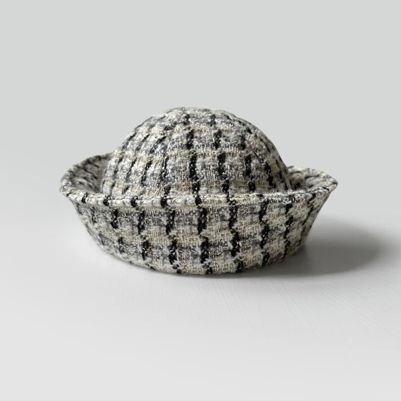Fall Elegant Tweed Berets for Women Sailor Hat Japanese Versatile Naval Winter Fashion Party Warm Cute Jk Y2K Bucket Hat