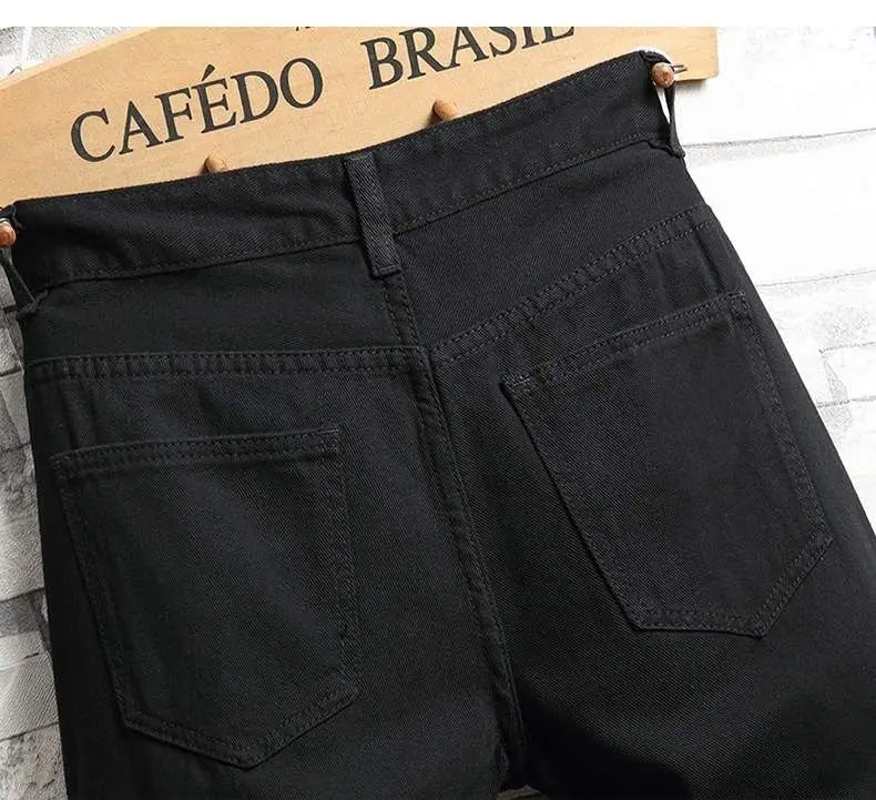 Men's Denim Shorts 2025 Summer Y2k Streetwear Ripped Casual Denim Knee Length Solid Jeans Shorts White New Classic Jeans Shorts