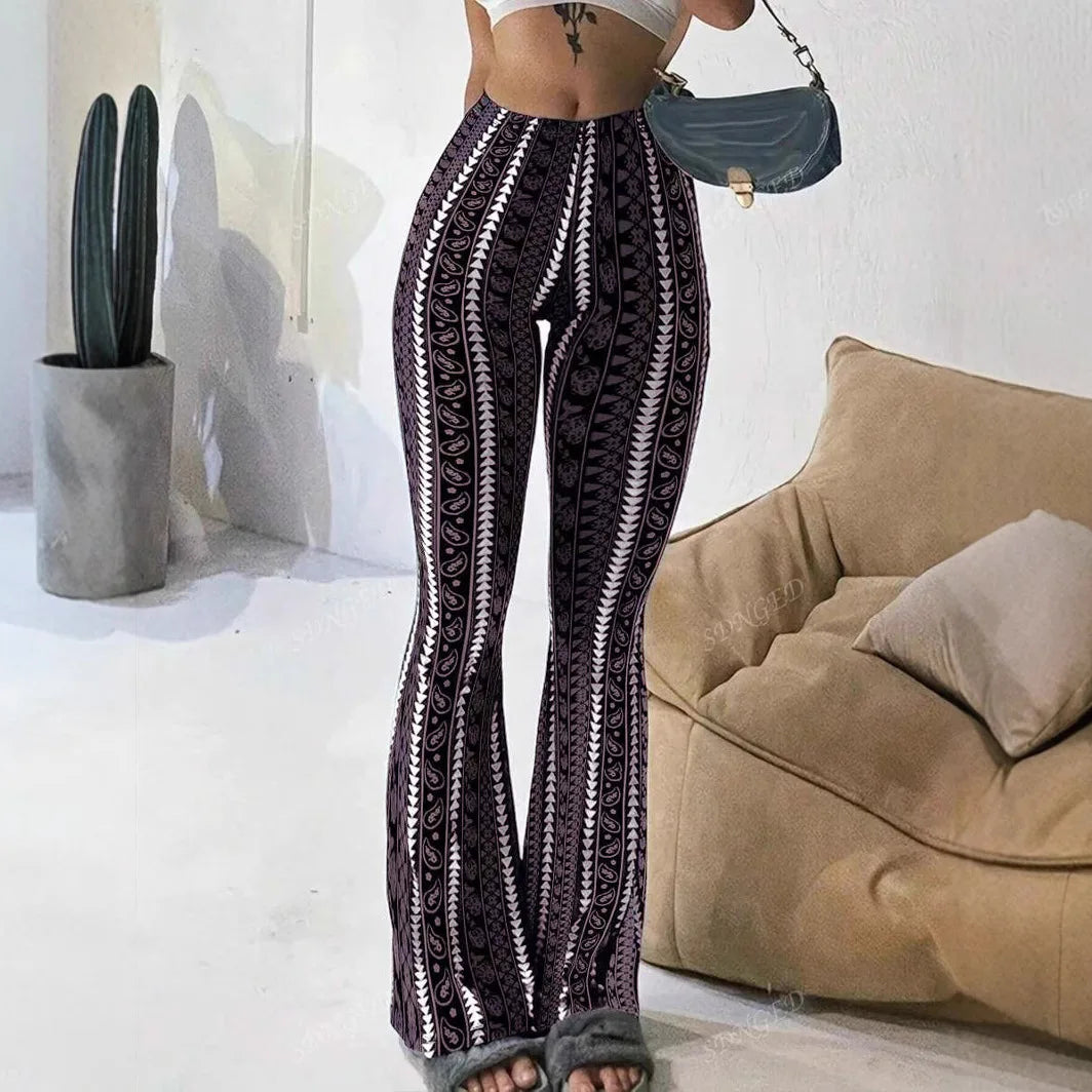 Autumn Winter Y2k Trousers Casual Fashion Long Pants Tight Casual Tight Vintage Sexy Stripe Female Clothes Chic Flare Pants