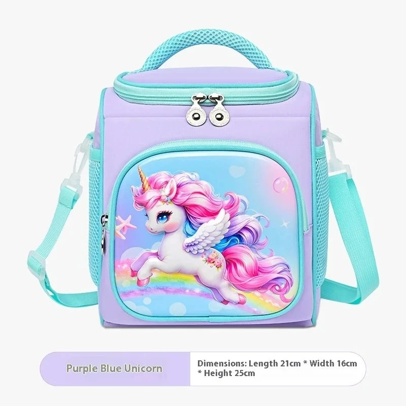 Lunch Bag for Boys Girl Cute Insulated Lunch Box Portable Meal Cooler with Adjustable Shoulder Strap for School Beach Picnic