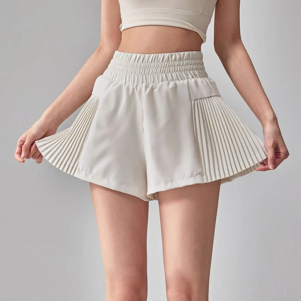 Women's Yoga Shorts Fake Two-Piece Loose-Fit Anti-Exposure Breathable Quick-Dry Running Fitness Sports Cropped Pants with Pocket