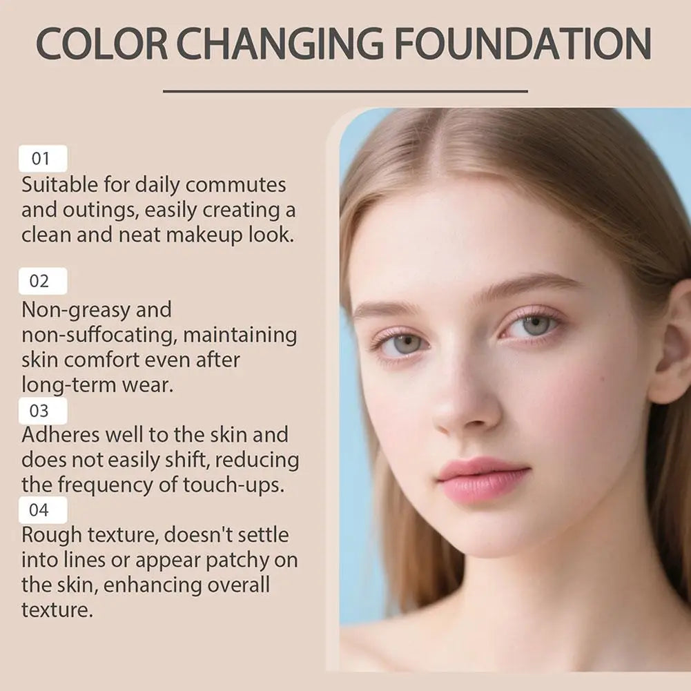 Natural Temperature-Adaptive Color Correcting Foundation Long Lasting Brightening Clear Base Makeup Even Skin Tone Face Makeup