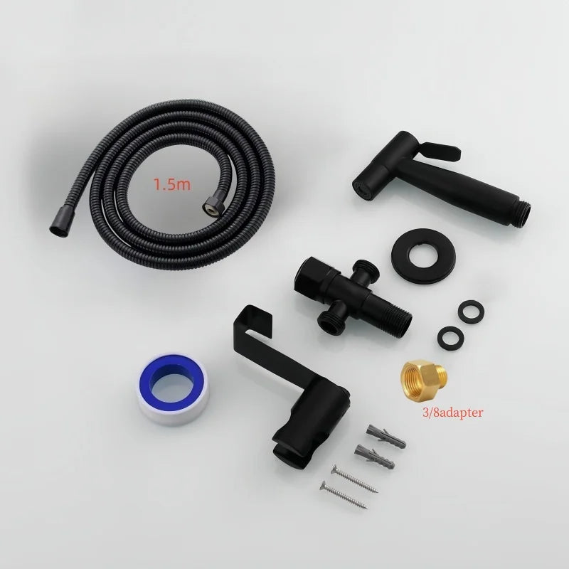 Stainless steel Bidet , toilet kit, portable faucet with stand, 3/8adapter,  toilet hose Used for personal and bathroom cleaning