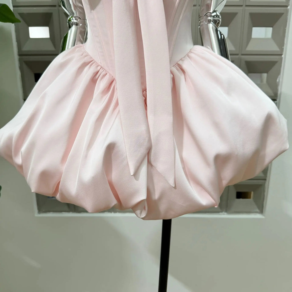 Women Sexy Strapless Bow Corset Mini Dress With Shorts Birthday Party Homecoming Prom Ball Elegant Ruffle A Line Evening Dresses