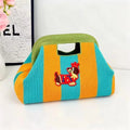 New Woven Bag Hollow-Out Striped Knitted Handbag Fly-Knitted Cloud Versatile Portable Cosmetic Bag