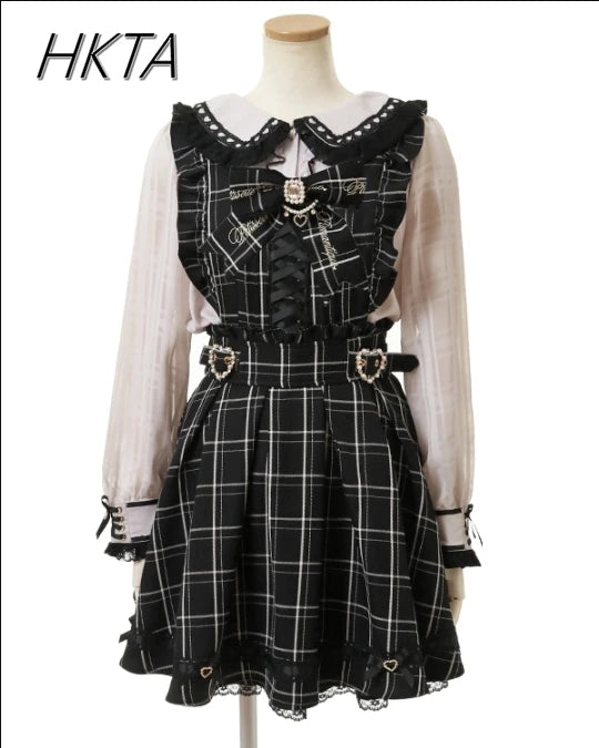 Japanese Liz Dress Sweet Girls Mine Bow Two-Way Detachable Apron Suspender Dress Women's Slim Bow Sleeveless Strap Dress Girls