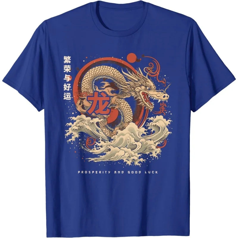 Chinese New Year Pattern T Shirt For Men Dragon 3D Printed Tees Casual Streetwear Short Sleeve Round Neck Top Oversized T-Shirts