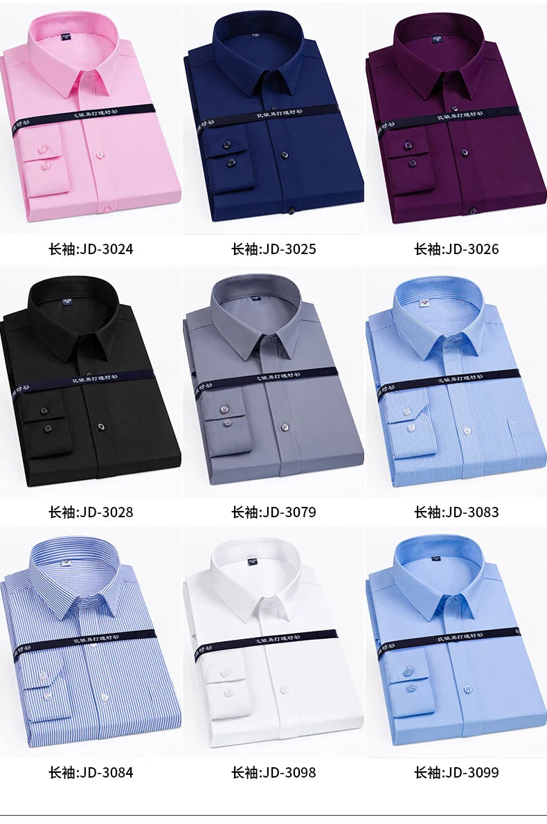 4XL 5XL 6XL 7XL 8XL Bamboo Fiber Plaid Shirt Striped Blue Casual Business Longsleeve Shirt for Men Streetwear Slim Fit Shirt Men