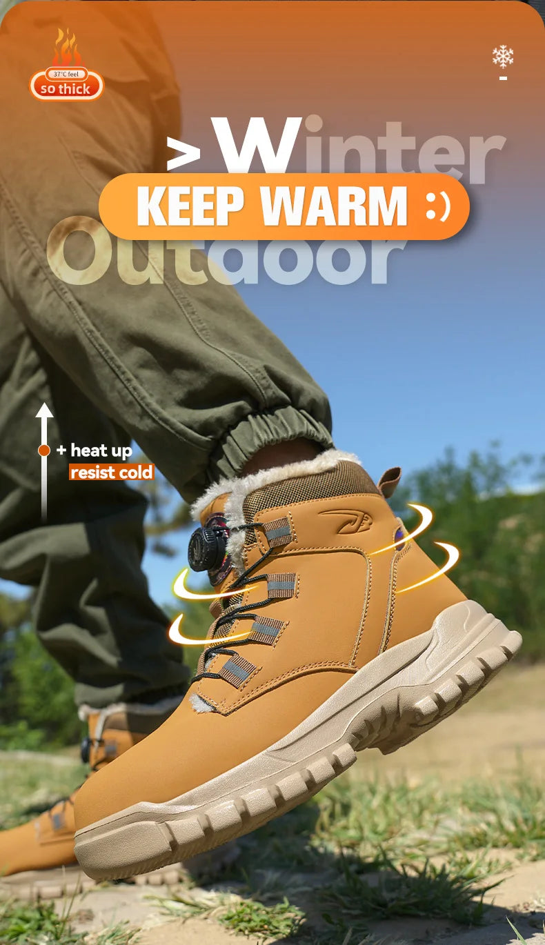Size 47 48 Winter Work Safety Boots Men Steel Toe Work Shoes Rotating Button Waterproof Protective Men Safety Shoes Footwear
