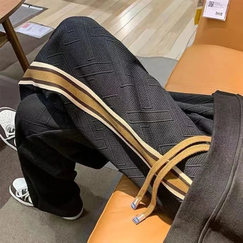 Man Sweat Pants Wide Leg Trousers Stripe Straight Men's Sweatpants Sport Athletic Track Tracksuit Bottoms Harajuku Trend Popular
