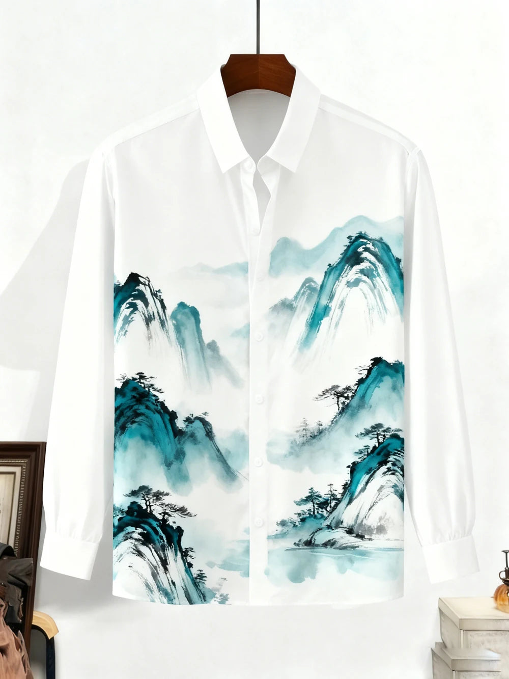 New's Men's Retro Simple Casual Shirt Natural Plant Landscape Painting Golden Flower Shirt Hawaii Beach Vacation Clothes for Men