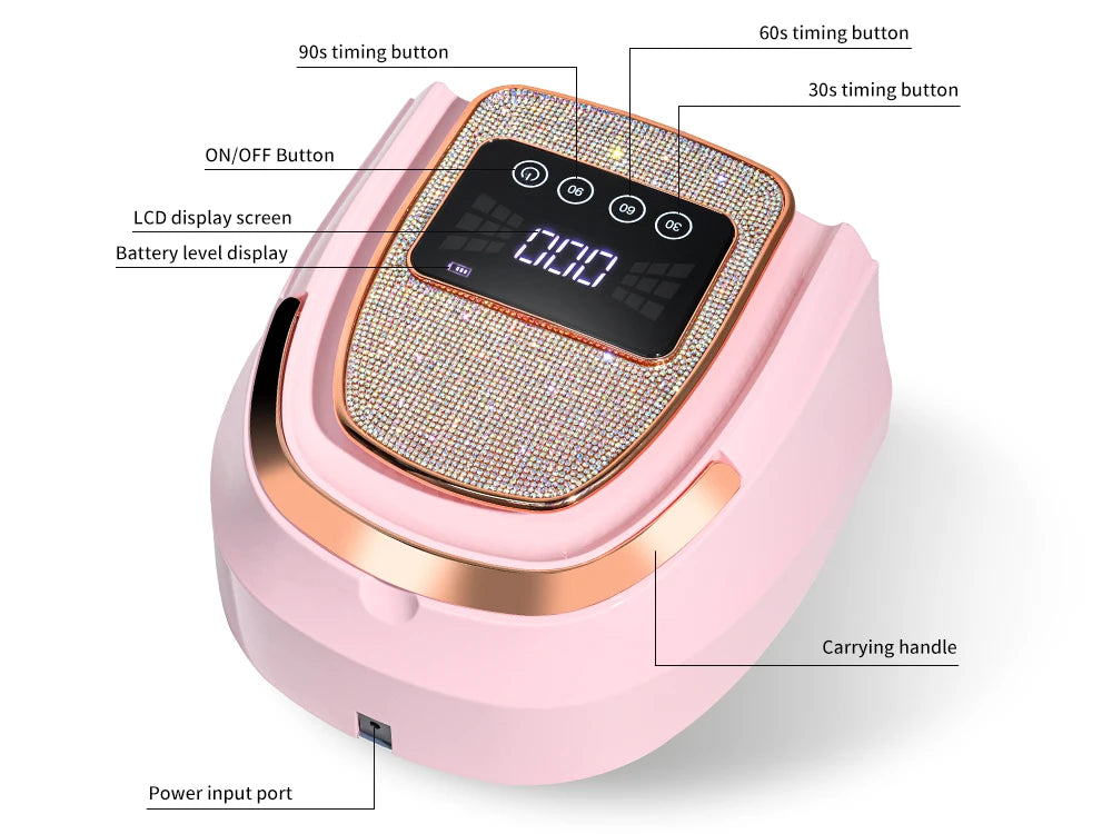 Professional UV LED Nail Lamp Rechargeable 30 LED Nail Dryer Suitable for All Gel Nail Polish Curing Lamps Manicure Salon Tools