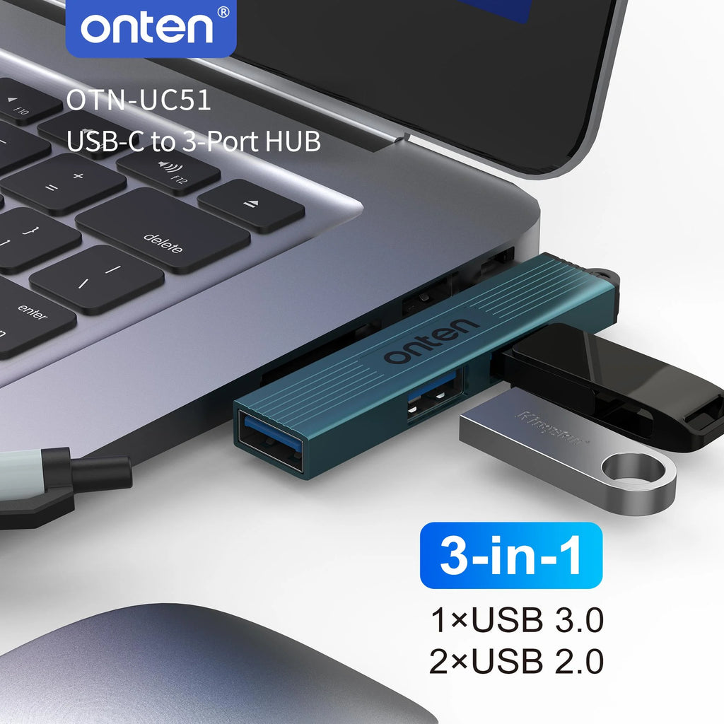 ONTEN 3 in 1 USB HUB USB 3.0/Type-C 3.0 To 3 USB/Type-C Splitter Hub Speed 5.0Gbps 3 Port Type C HUB for PC Laptop Notebook
