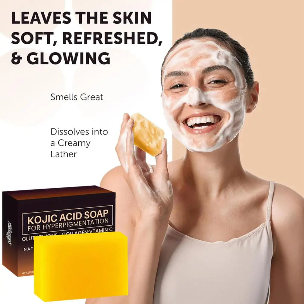 Pure Kojic Acid & Turmeric Soap Bar 100g,Skin Brightening Bar for Face & Body, Helps Improve Uneven Skin Tone, Dark Spots & Acne