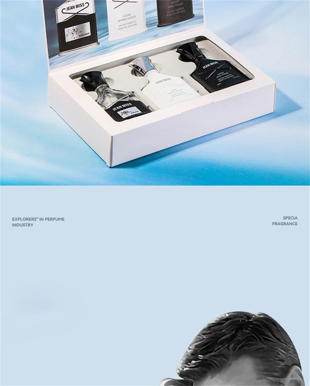 Fresh Natural Perfume For Men Gift Box 3pcs Set Lasting Cologne Scent JEAN MISS Brand Parfum Charming Man Perfumes Hombres