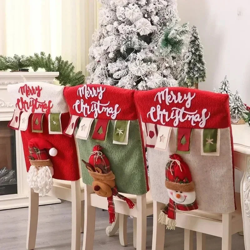 Christmas Chair Decoration Set Home Christmas Decoration Cartoon Chair Set Christmas Decoration Supplies christmas chair cover