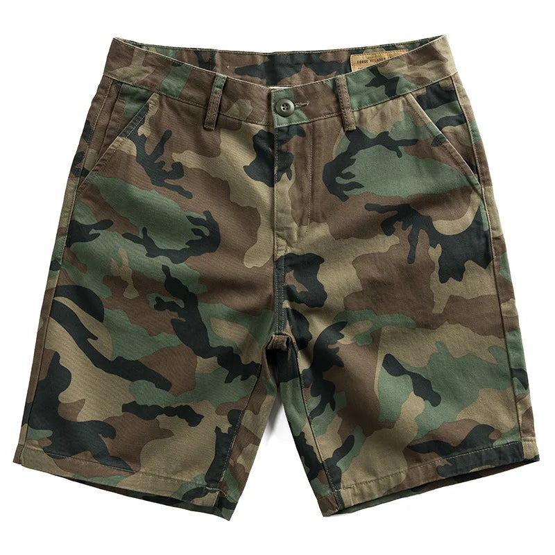 Men's Summer Camouflage Shorts Casual Khaki American Style Floral Pattern Slim Fit Five-Quarter Pants Loose Workwear Trousers
