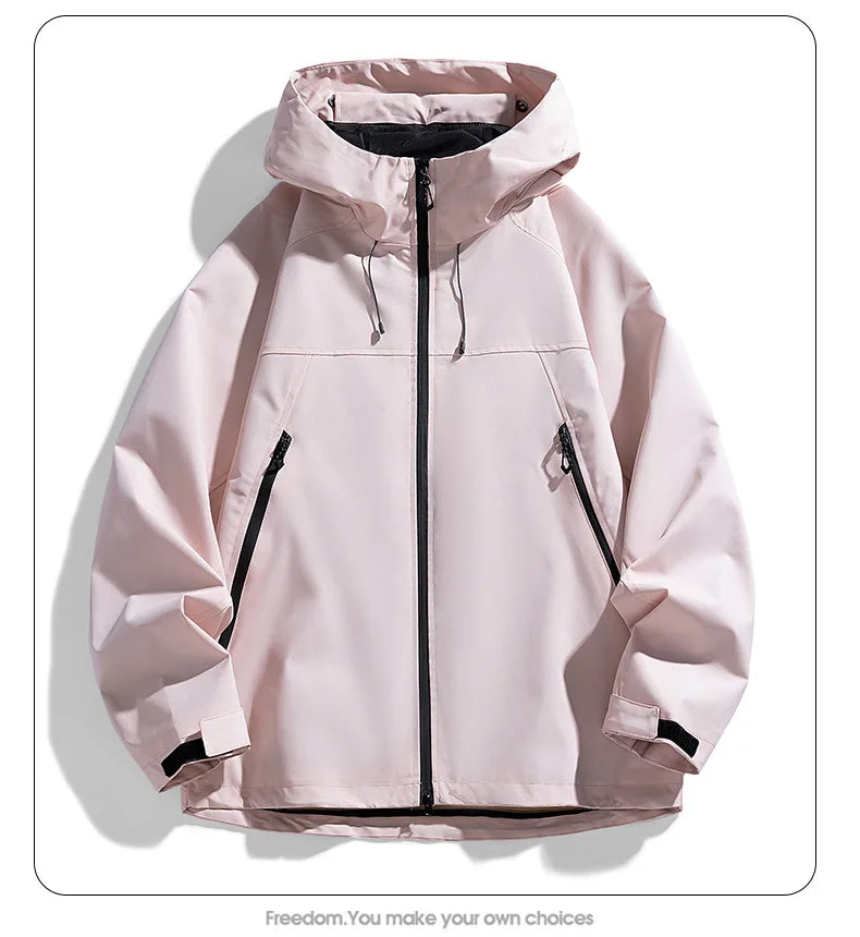 Man Jacket Spring Thin Contrast Color Long Sleeve Zipper Male Coat Loose Breathable Hooded Outdoor Sport Casual Men Outerwear