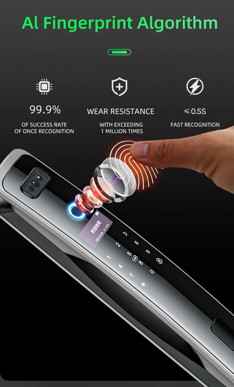 EGFirtor Smart Password Lock 3D Face Recognition Fingerprint IC Card Key Security Home Door Lock With Camera