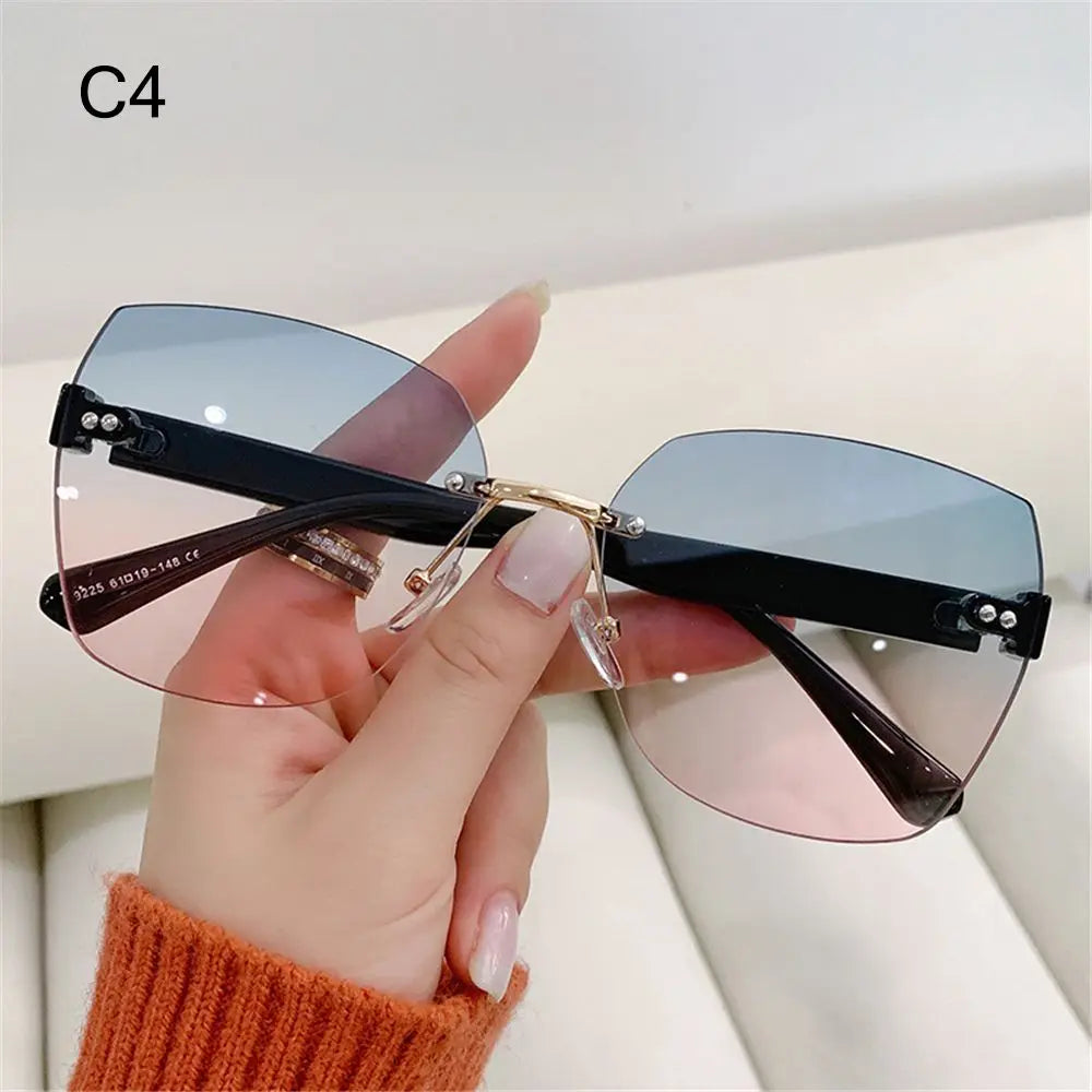 Vintage Rimless Sunglasses 2024 Women Gradient Sunglasses  Summer Shades Fashion UV400  Frameless Sun Glasses Ladies Eyeglasses