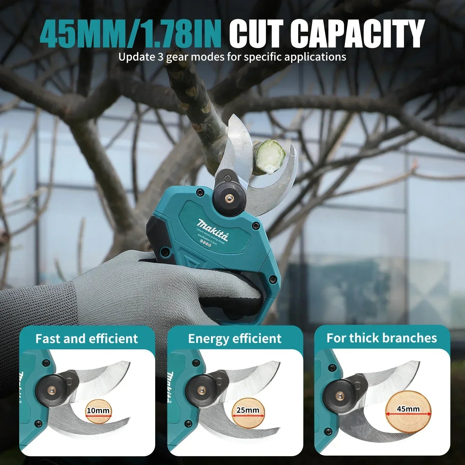 Makita 18V Garden Pruner Tool Professional Cordless Electrician Scissors Pruning Shears Cutter Wireless Drills Tools