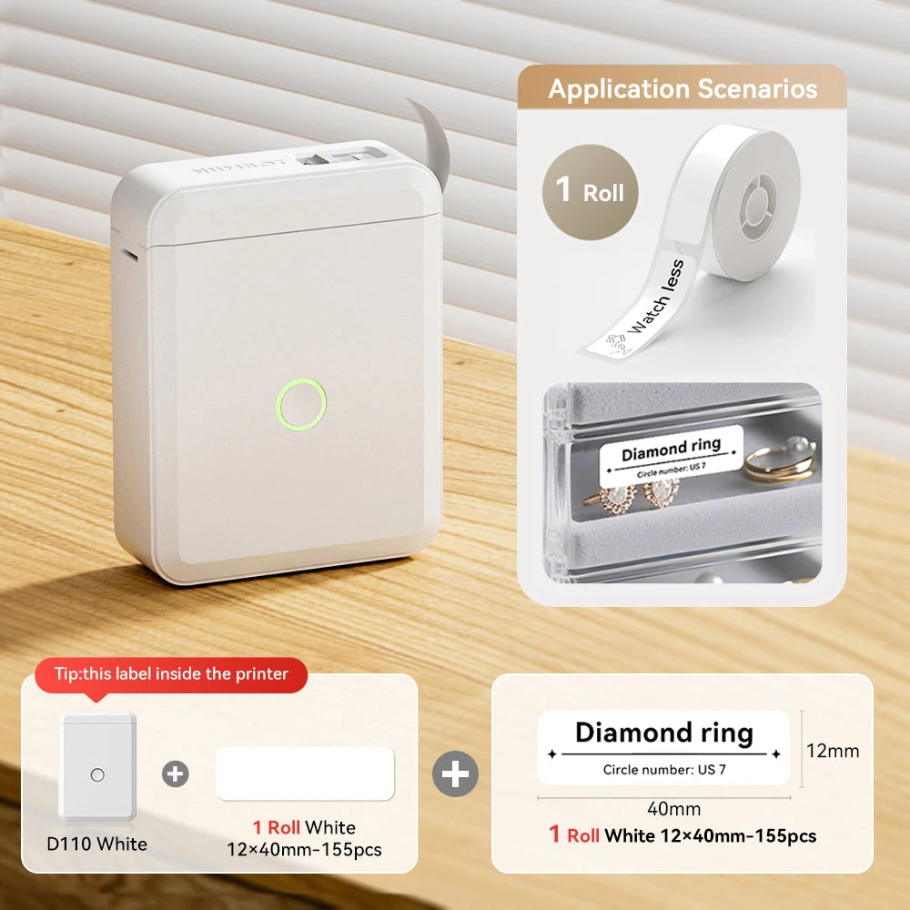 Niimbot D110 Mini Thermal Label Printer Wireless Adhesive Sticker Maker DIY Name Tag Inkless Labeling Machine for Phone