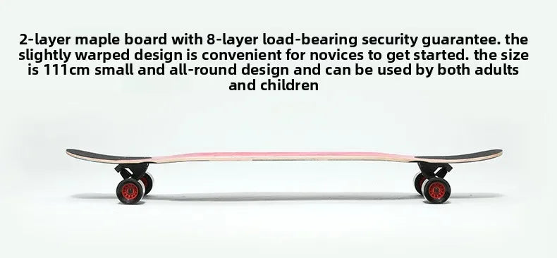 Longboard Beginner Boys and Girls Adult Professional Double Dancing Board 44in Teen Maple Quad