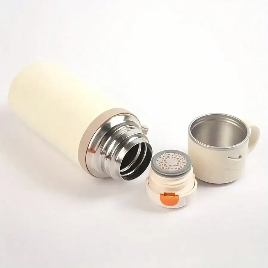 600ml 21 Oz 316 Stainless Steel Insulated Water Bottle, Keep Ice Cold For 24 Hours & Hot For 10 Hours, Leakproof Vacuum Flask With Cup Lid, Portable For Ice Water, Coffee, Travel
