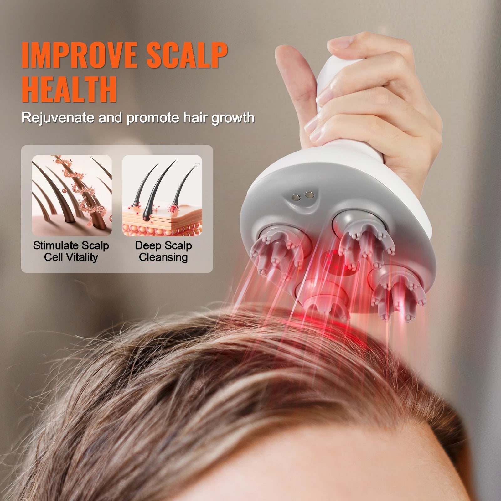 SucceBuy Electric Scalp Massager Rechargeable Head Massager Hair Growth Waterproof Portable Kneading Electric Scalp Scratcher