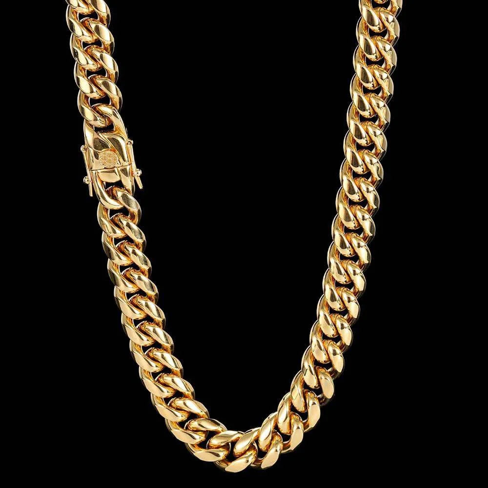 Luxury 24K 9999 Pure Gold real gold Men's Cuban chain width 8mm 10mm 12mm length 50cm 60cm
