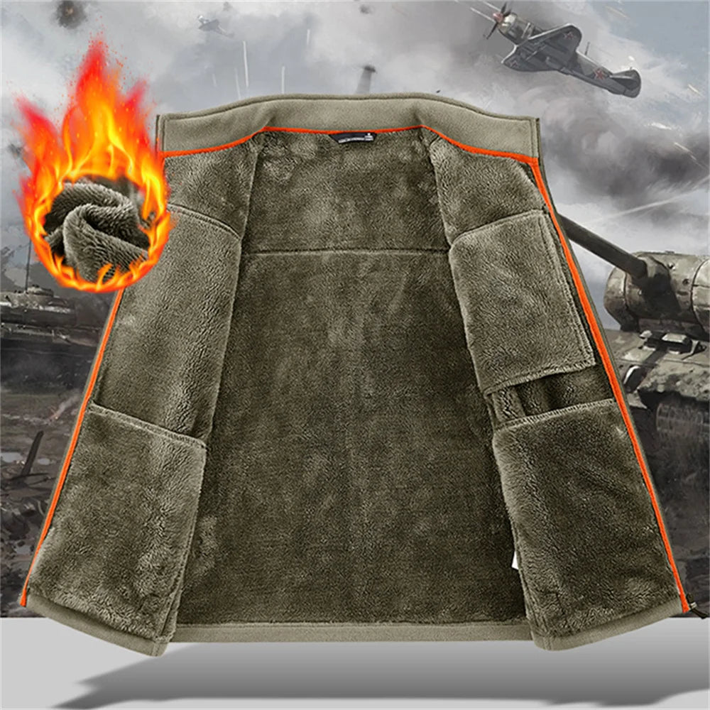 Winter Polar Fleece-Lined Jacket Men Thickened Windproof Stand-Collar Cardigan Jacket Casual Outdoor Embroidered Men's Warm Coat