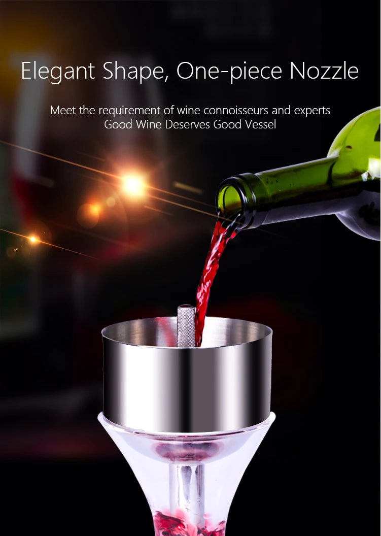 Stainless Steel Wine Aerator Shower Funnel with Sediment Strainer