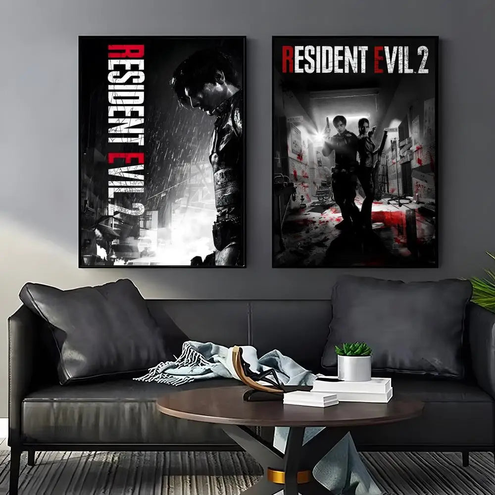 R-Resident Evil Game Poster Home Living Bed Room Bar Hallway Sticky Wall Art Printing Aesthetic Decor
