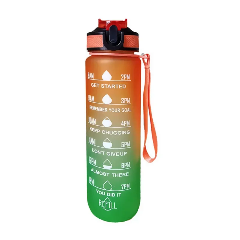 1000ML Sports Bottle Gradient Color Water Bottle with Time Scale Portable Outdoor Sport Drinking Cup Cycling Camp Water Cup