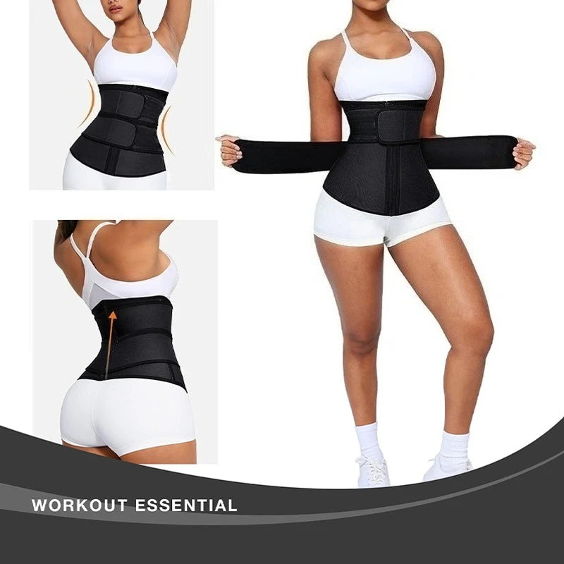 1pc Waist Trainer Slimming Body Shaper Fitness Belt Weight Loss Fat Burning Sport Girdle Sweat Trimmer Workout Shapewear