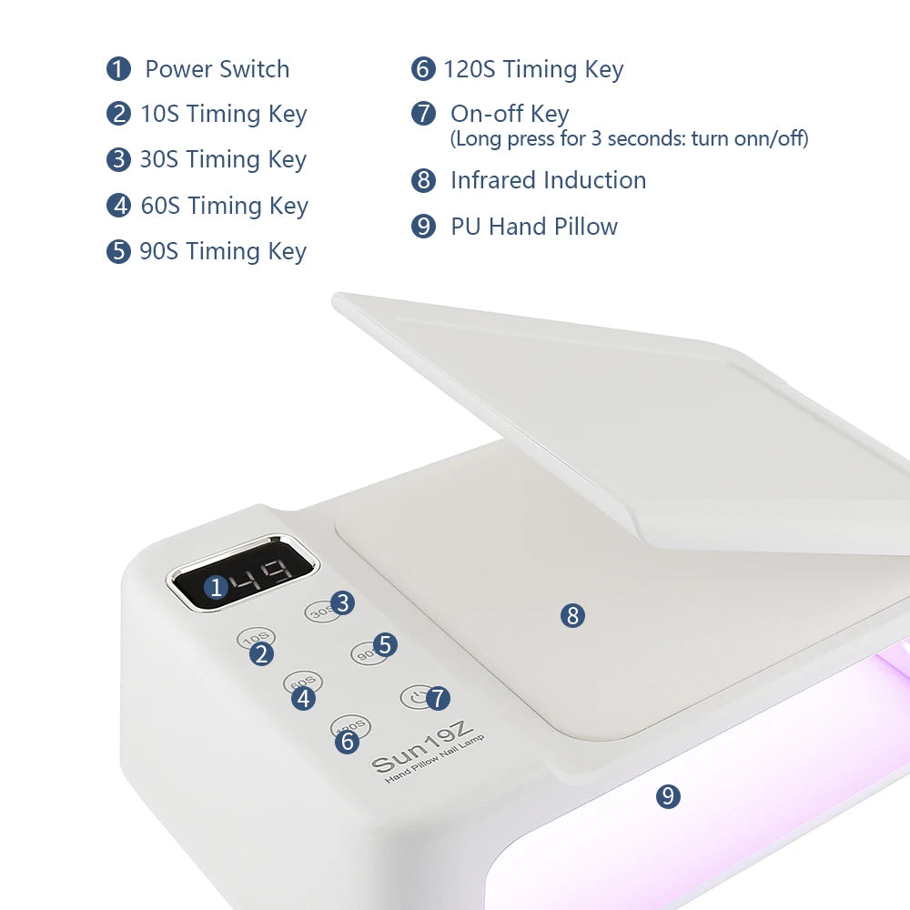126W 63LED Lights UV LED Lamp Nail Dryer With Hand Rest Holder Tow Hand Big Nail Lamp Gel Polish Fast Drying Lamp For Manicure