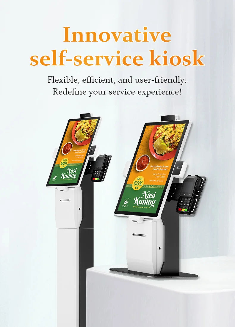 Wall Mounting Touch Screen Kiosk Floor Standing Query Machine Modern Payment Kiosk With Barcode Scanner