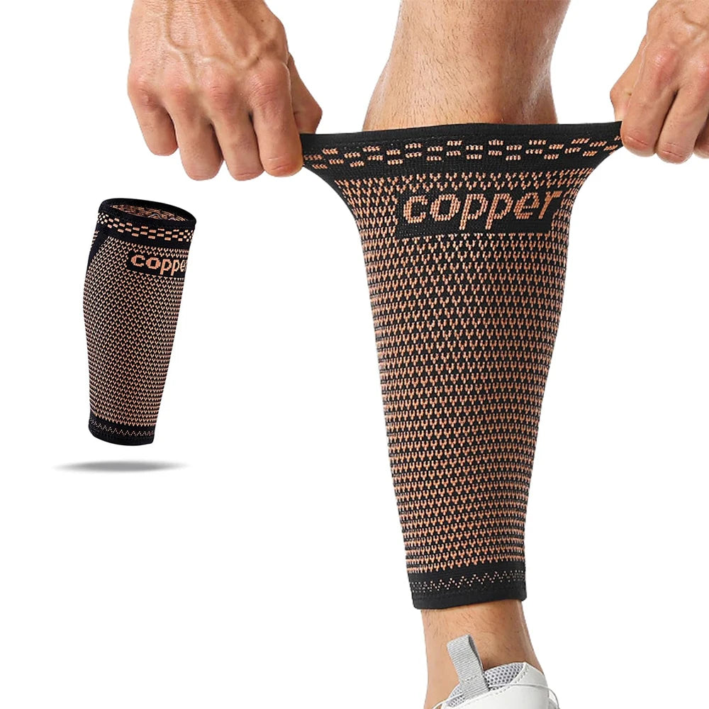 1PCS Copper Calf Compression Sleeves for Men & Women, Sports Compression Leg Sleeves for Shin Splints & Running Recovery