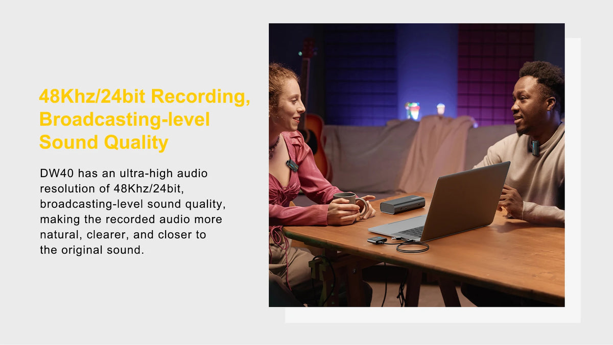 7Ryms IRay DW40 Wireless Lavalier Microphone with 4 Transmitters,48kHz/24bit Recording,AI Denoise for Camera,SmartPhone and PC