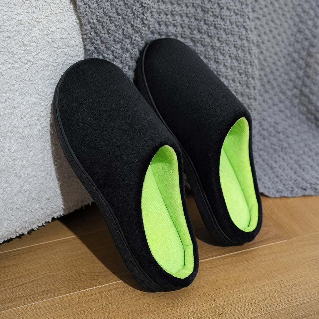Women Home Slippers Contrasting Color Trendy Half-pack Slippers Suitable For Spring Autumn Winter Women Non-slip Cotton
