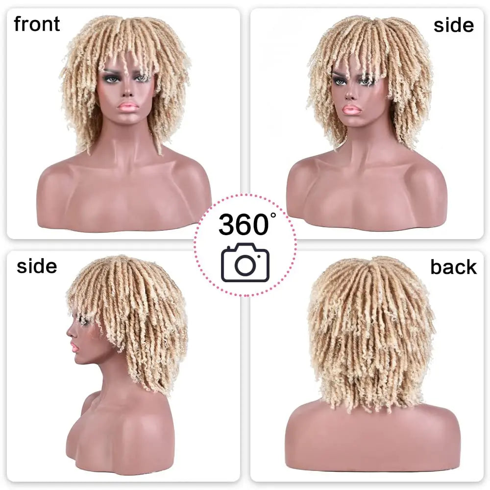 Wigs for Black Women Afro Curly Twist Wigs Braiding Synthetic Wig Heat Resistant Fiber Breathable Faux Locs Braids Hair Wigs wit