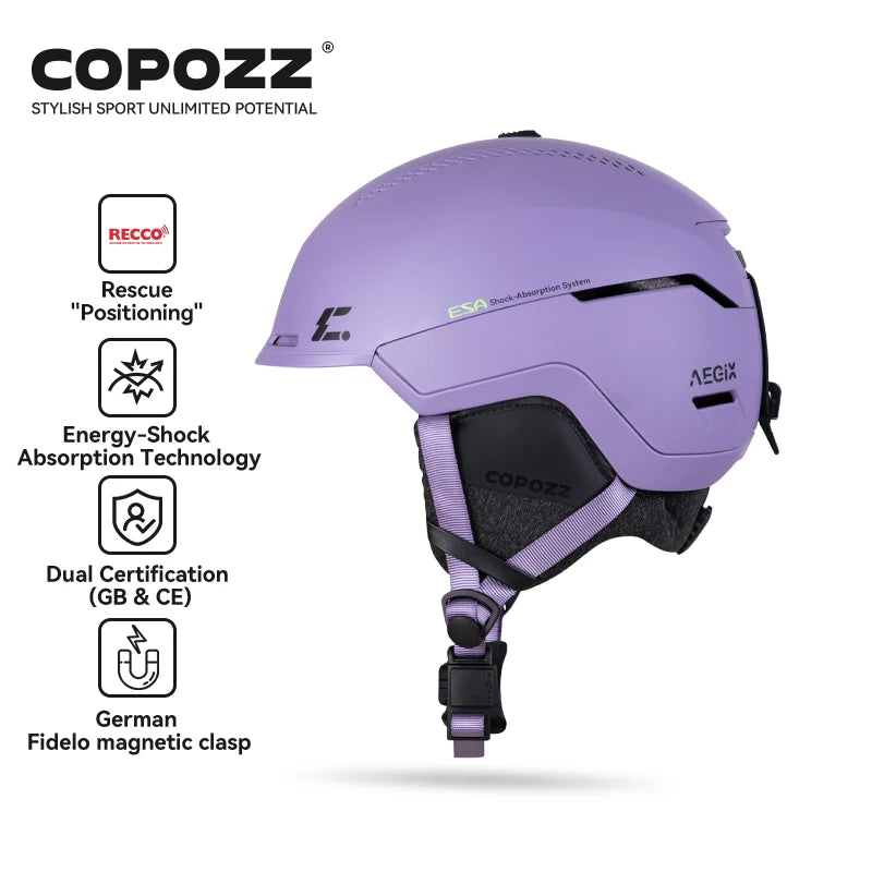 COPOZZ Winter Adult Ski Helmet Outdoor Anti-impact REECCO Positioning Rescue System Breathable Women Men Ski Safety Helmet