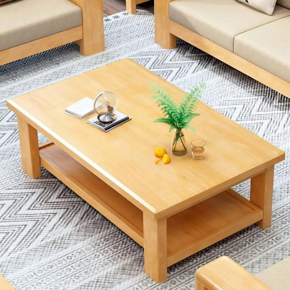 For Living Room Full Solid Wood Sofa Combination of Modern Chinese Small Apartment Three Solid Wood Fabric Sofa Bed