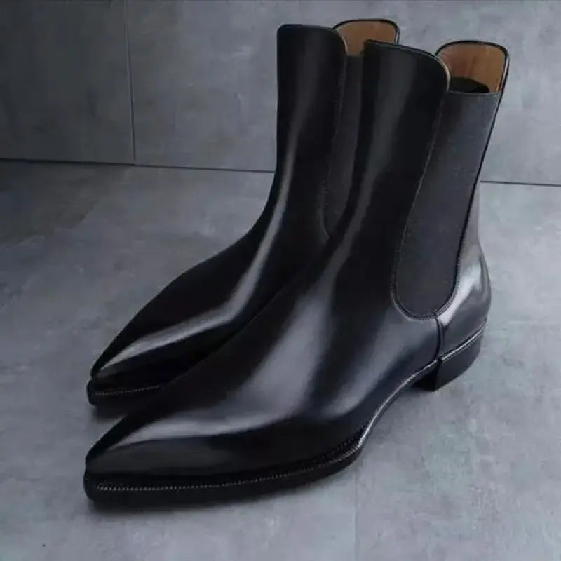 Men Fashion Chelsea Boots Black One Step Business Brand Formal Boots Waterproof Anti slip Wear resistant Size 38-48 Men Boots