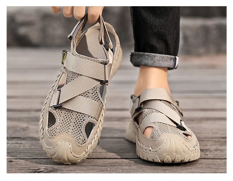 Summer Men Sandals Genuine Leather Mens Casual Shoes Outdoor Men Leather Sandals for Men Beach Shoes Roman mens Shoes